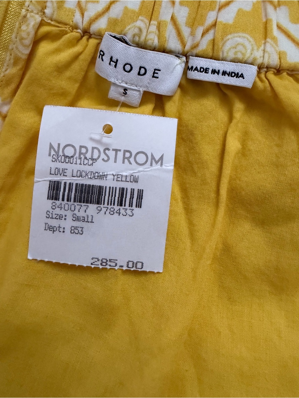 RHODE Yellow Patterned Ruched Mini Skirt - Picture 4 of 5